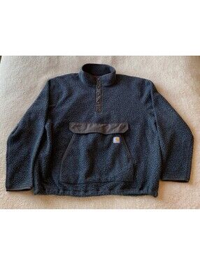 CARHARTT Blue Gray Relaxed Fit Snap Fleece Sherpa Pullover Men's XL OJ4991-M